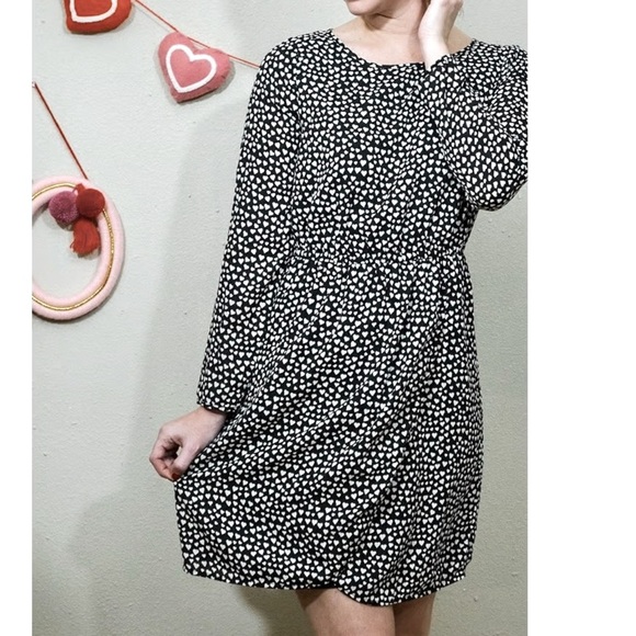 J. Crew Black & White Hearts Tulip Hem Faux Wrap Dress Size 2 XS - Picture 1 of 14